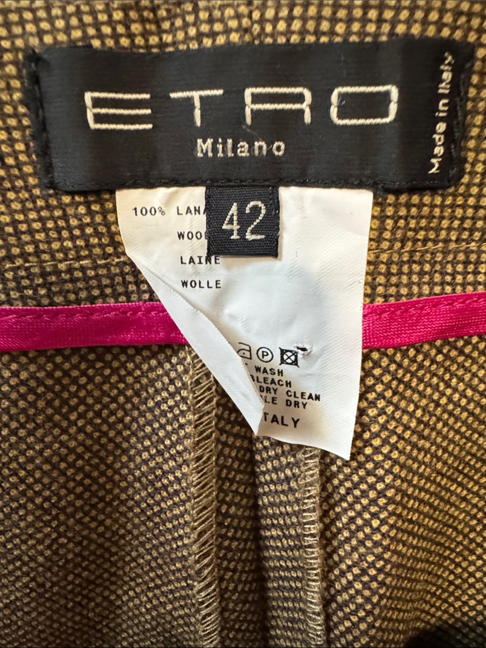 Etro Olive Green Straight-Leg Dress Pants - Picture 2 of 3
